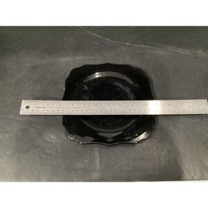 Depression Black Glass Scalloped Bread Plates Set of 2  1920-30